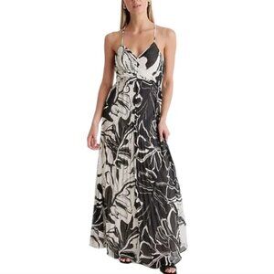 NWT Express Black and White Patterned Maxi Dress Size Large